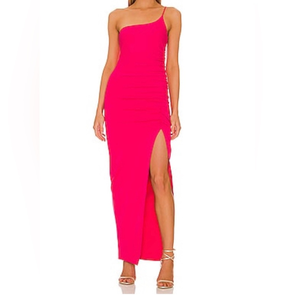 Lovers + Friends Pink Nami Slit Maxi Gown